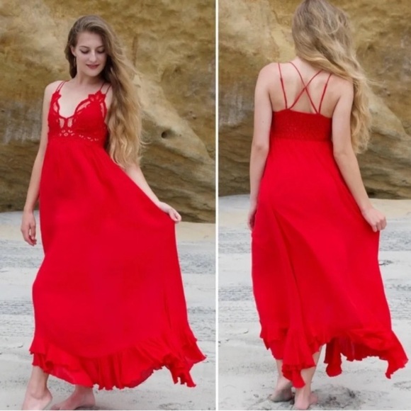 Free People Adella Maxi Lace Up Slip Dress Size Small - Picture 10 of 14